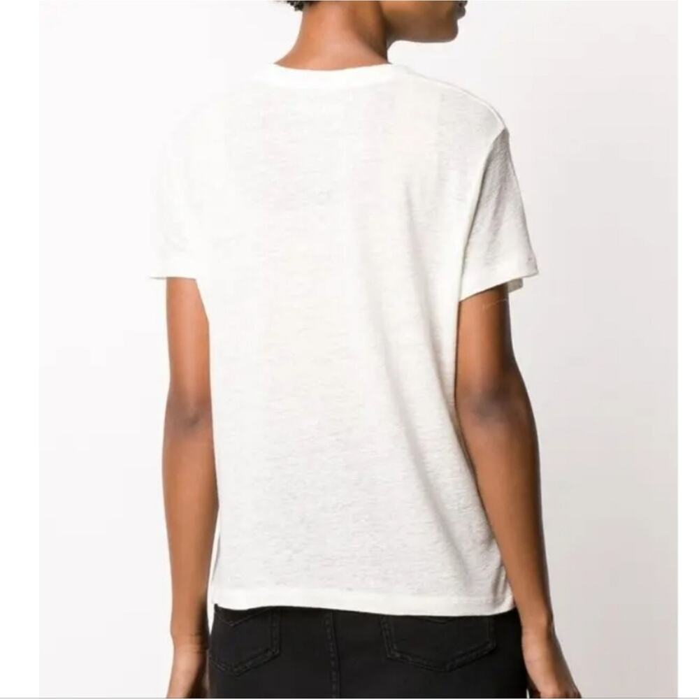 NEW Zadig & Voltaire Azedi Jormi Strass Crystal Linen Blend T-Shirt White Large - Picture 4 of 14
